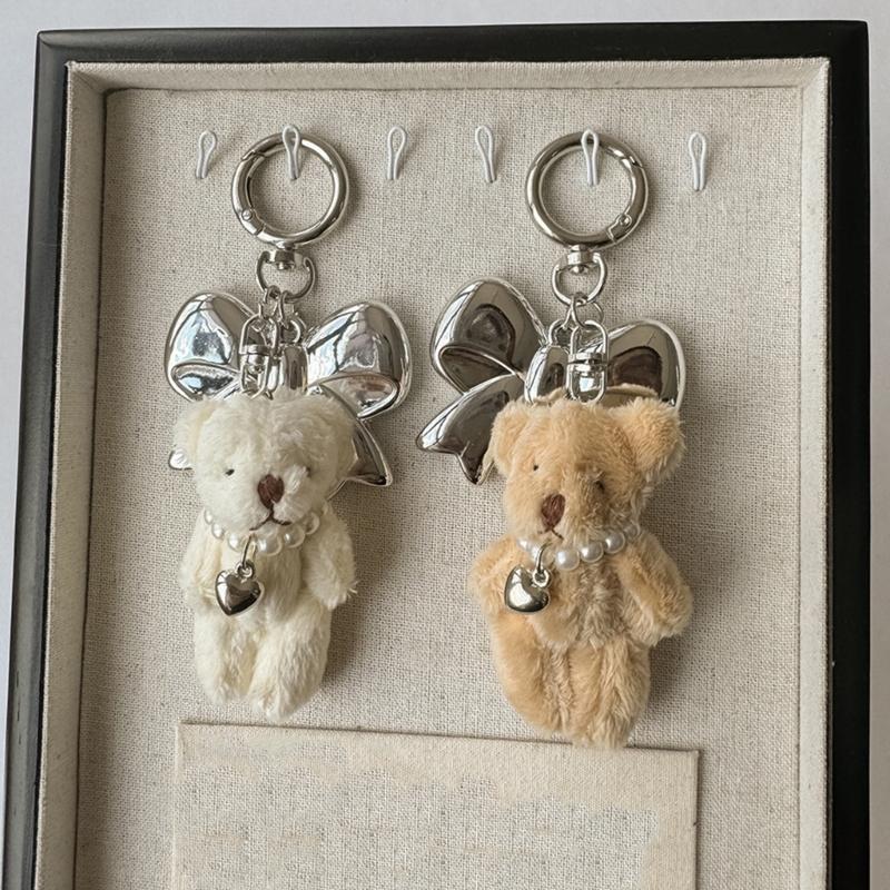 Eleganter Plüschbär-Schlüsselanhänger, weicher, pelziger Tieranhänger für Rucksäcke und Taschen, modisches Accessoire, Dekoration