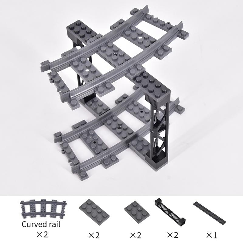 City Trains Flexible Tracks Forked Straight Curved Soft Rails Track Switch Building Block Bricks Kids DIY High-tech Train Toys