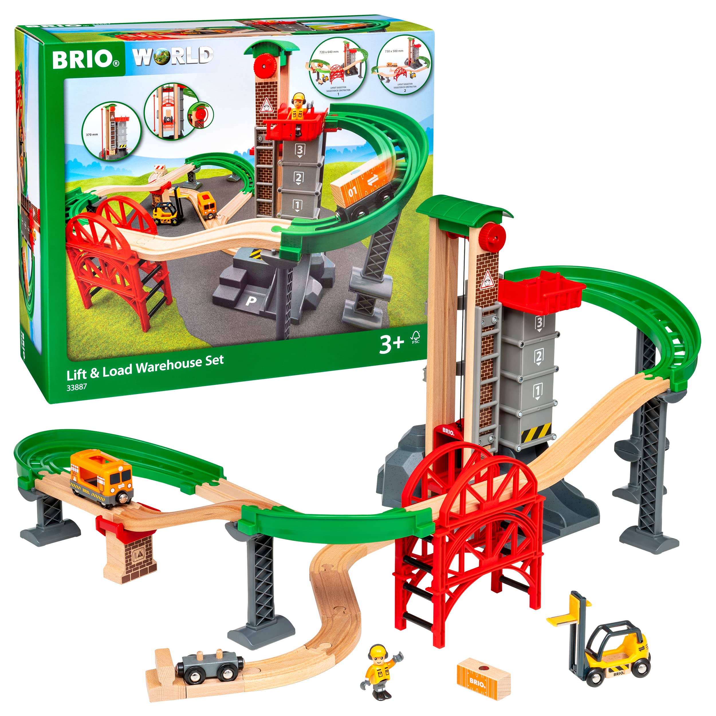 

BRIO WORLD Warehouse Rail Set, Ages 3+ (Wooden Train Toy with Rails), 33887