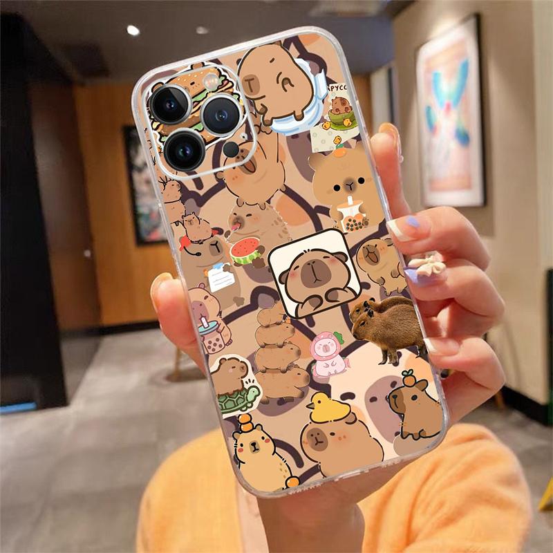 cartoon Cute capybara Phone Case Carcasa Funda For iPhone 17 Pro Max Air 16 15 14 13 Pro Max 15 16 Pro 15Plus Case