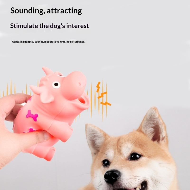 Jouet à mâcher couinant durable pour chiens de grande taille Design interactif en latex Surfaces de nettoyage des dents