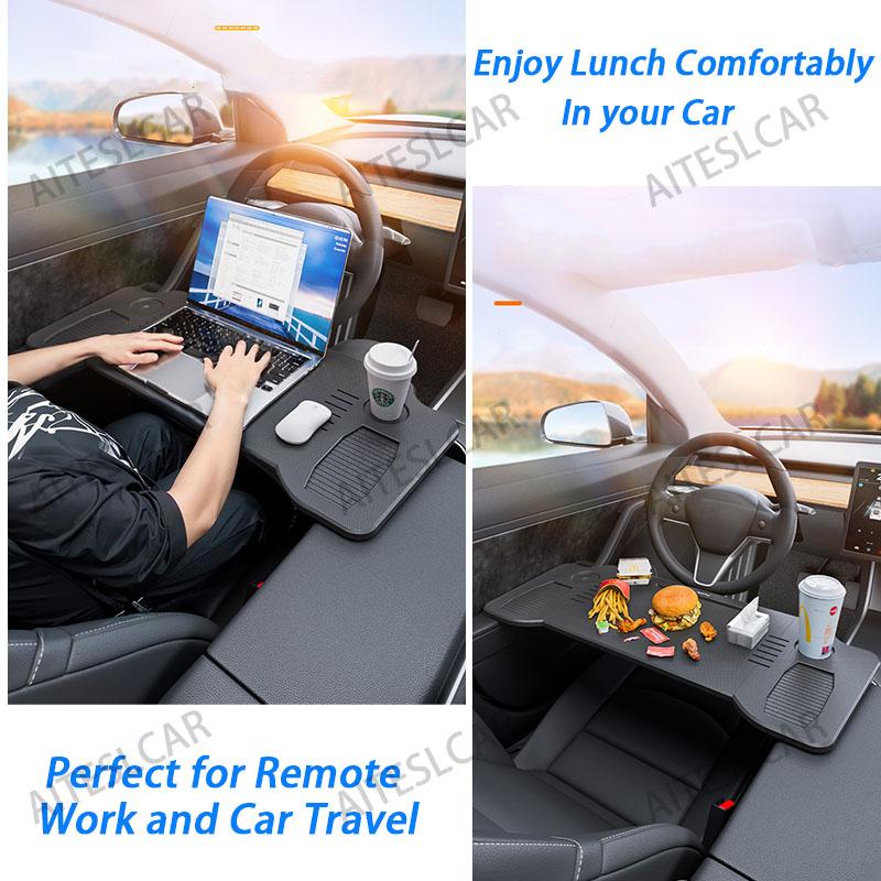 Table Desk For Model Y Juniper 2025 Car Steering Wheel Laptop Tray Food Desk Portable Office Table for Tesla Model 3 2024 2021