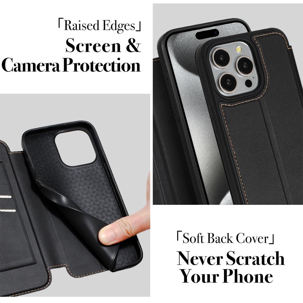 Luxury Wallet Case for iPhone 17 16 15 14 13 Pro Max 16e 16 15 Plus Shockproof Phone Cases with Card Slots RFID Blocking Cover