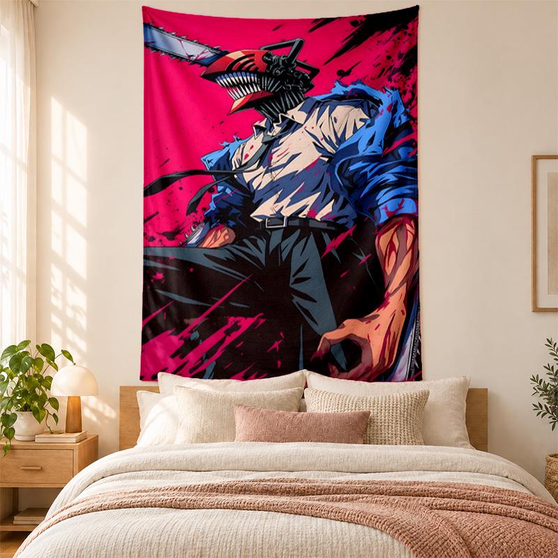 Kettensägenmann Wandteppich hohe Qualität zur Dekoration von Wohnzimmer Schlafzimmer Studentenwohnheim Wänden ideal als Schlafzimmer Wandkunst oder Weihnachtsgeschenk