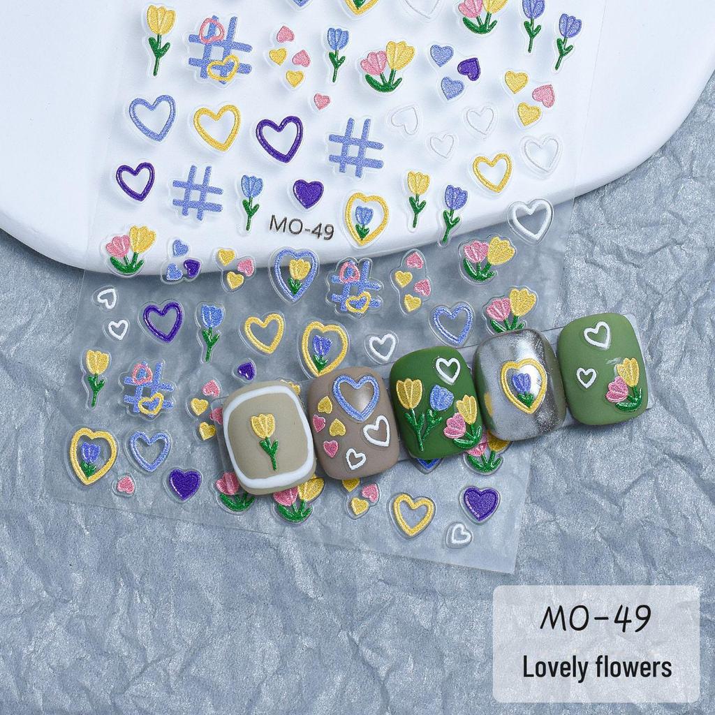 Adesivos de Nail Art Estilo Dopamina: Letras em relevo, números e designs fofos