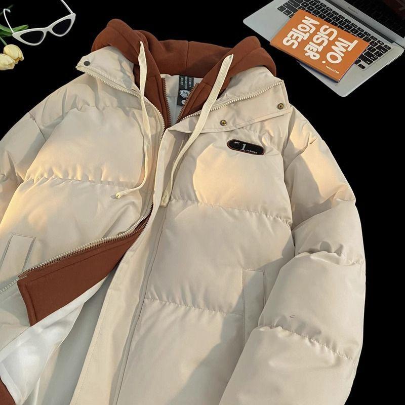 Vinter Bomullspolstret Jakke Dame, Todelt Hette Dun Bomullsjakke Dame Casual Varm Bomullspolstret Bekledning Parkerkåpe