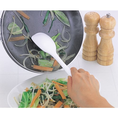 Shimomura Kihan Silicone Cooking Spoons, Large and Small, Set of 2 [Made in Japan] Dishwasher Safe and Heat Resistant, Mix, Scoop, and Scoop with One