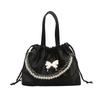 Women'S Bag Fashion Pearl Bucket Bag Texture Pu Handbag Simple Versatile Shoulder Bag