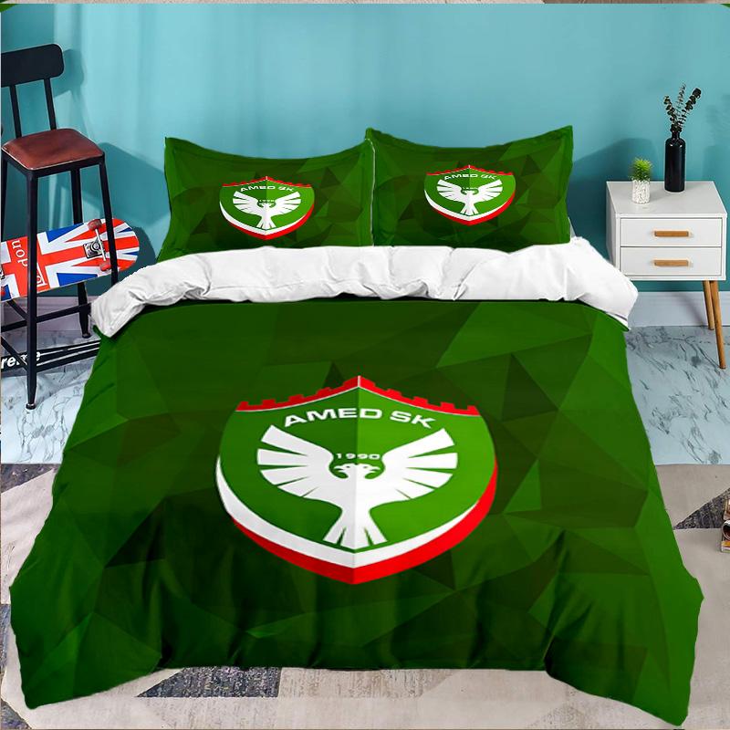 Amed Sk Crest Tasarım 3 Parça Nevresim Takımı, 1 Adet Yorgan Kılıfı ve 2 Adet Yastık Kılıfı İçin İdeal, Hayran Hediyesi İçin Mükemmel, Yatak Odası, Yurt İçin İdeal