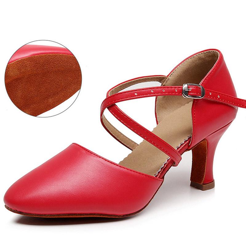 Women Dance Shoes Latin Party Tango Jazz Elegant Dancing Shoes Lace-up Suede Sole Closed Toe Microfiber Leather 7 Colors