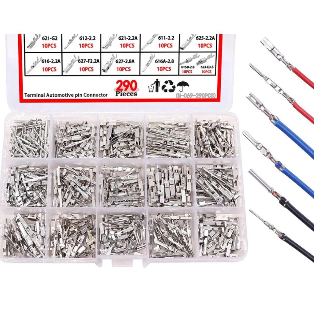290 Stück Crimp-Pins 1/1,5/1,8/2,2/2,8/3,5mm Elektrischer Steckverbinder-Pin Nicht-isolierter Stecker Crimp-Pins