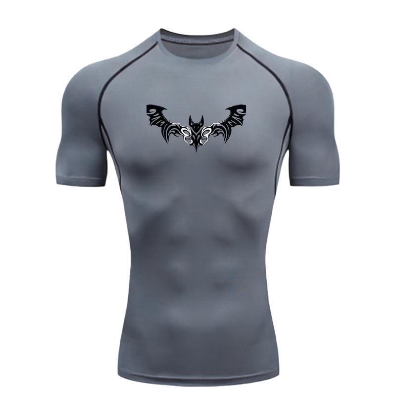 Design tetování netopýra Pánské sportovní tričko Trénink Fitness Kompresní tričko na cvičení Rashguard Vrcholy Tričko