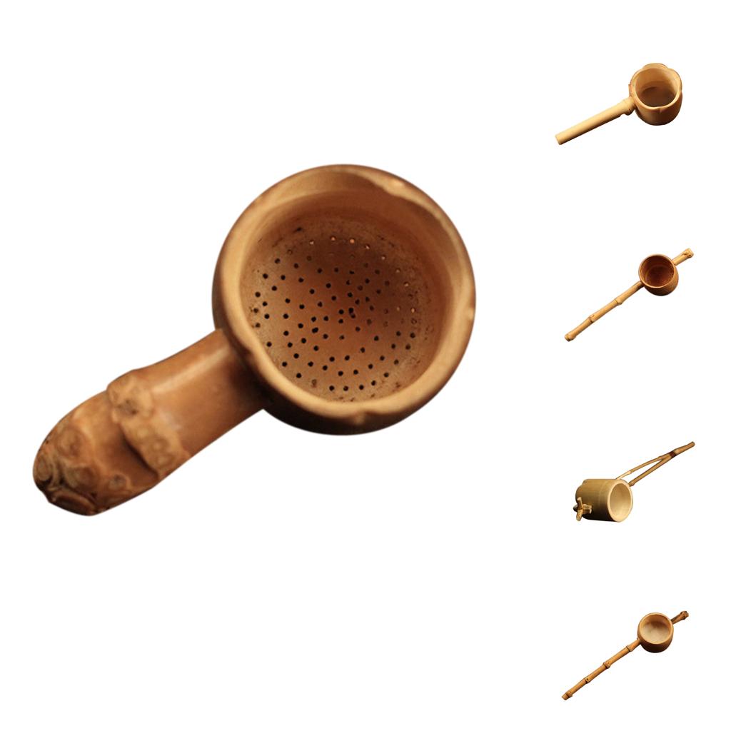 Bamboo Tea Infuser Strainer Mesh Filter Spoon Spice Cup