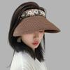 Spring and Summer Empty Top Sun Hat Women's Big Eaves Breathable Sun Protection Straw Hat Straw Woven Literary Headband Sun Hat Outdoor Beach Hat