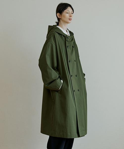 Malen Unisex Trench Hooded Coat Khaki