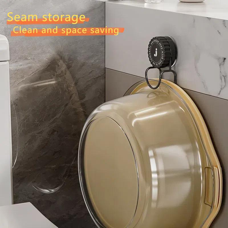 Rotating Suction Cup Basin Hook, No Punching Basin Storage Rack, Wall Mounted Basin Artifact, Bathroom, Strong Load-bearing Capa