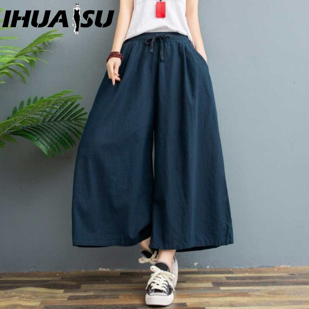 IHUASU Pantaloni e capris con stampa tinta unita casual alla moda da donna