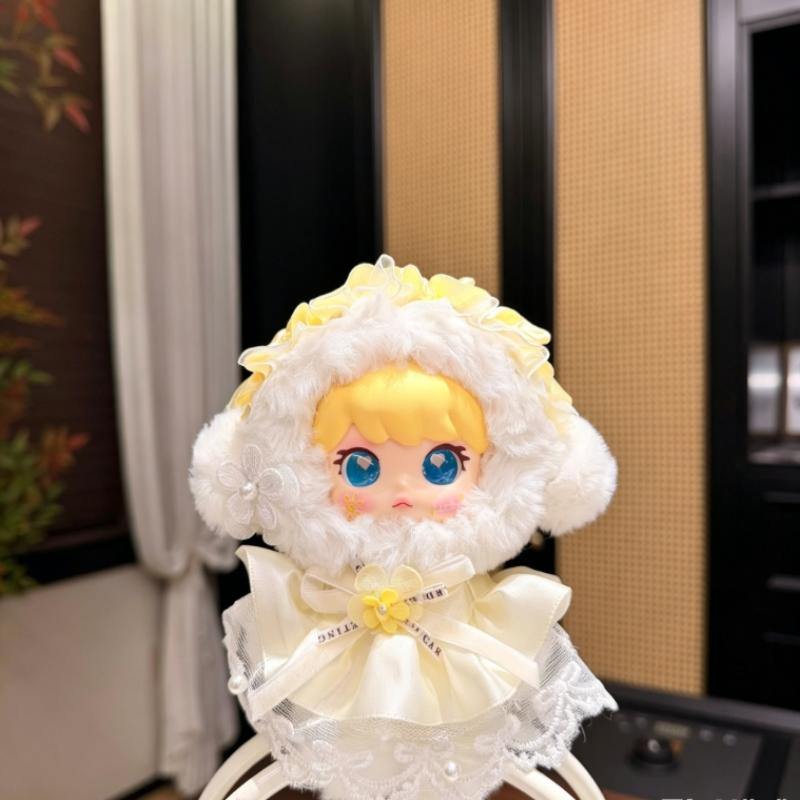 French Lace Plush Doll Keychain Cute Soft Vinyl Face Pendant for Girls Backpack Purse BFF Birthday Surprise Gift