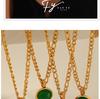 18K Gold Tiger Eye Oval Necklace & Earrings Set - Elegant French Clavicle Jewelry for Women