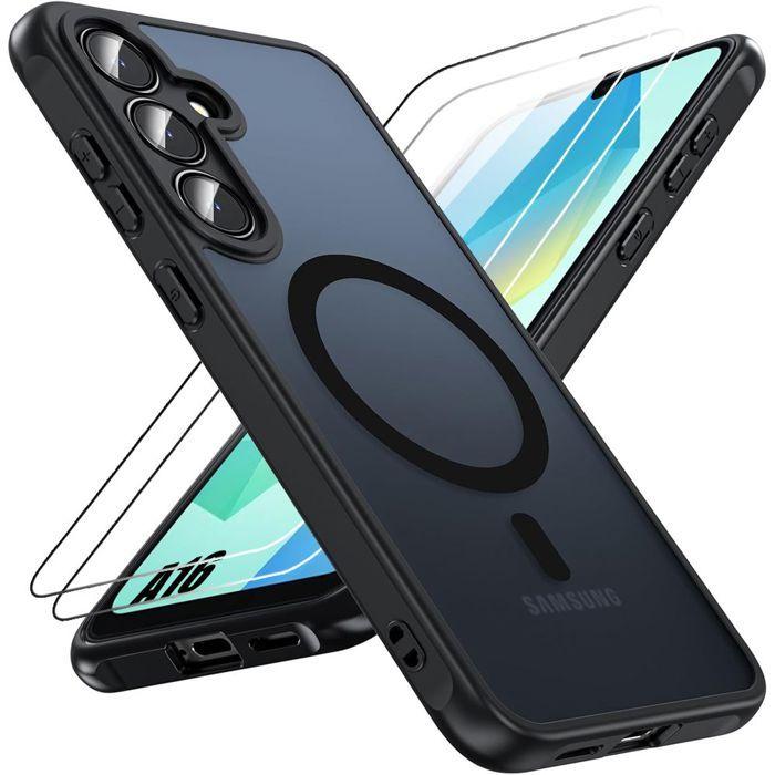 Coque de protection - BOOLING - Samsung Galaxy A16 4G/5G - Noir - 2 Verres Trempés - Antichoc