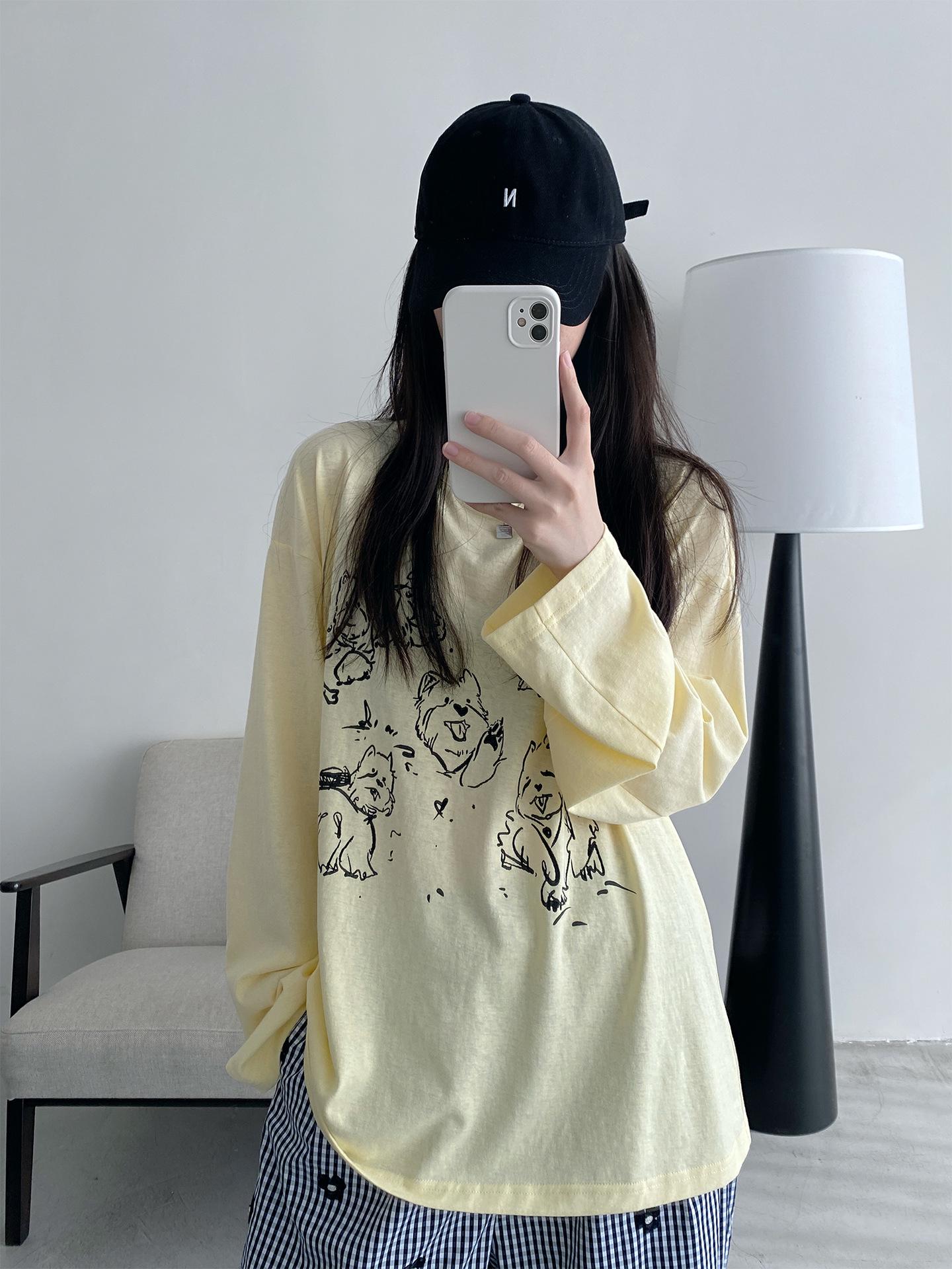 

Женский повседневный кардиган с длинными рукавами и мультяшным щенком - Защита от солнца в корейском стиле Large жёлтый/кремовый