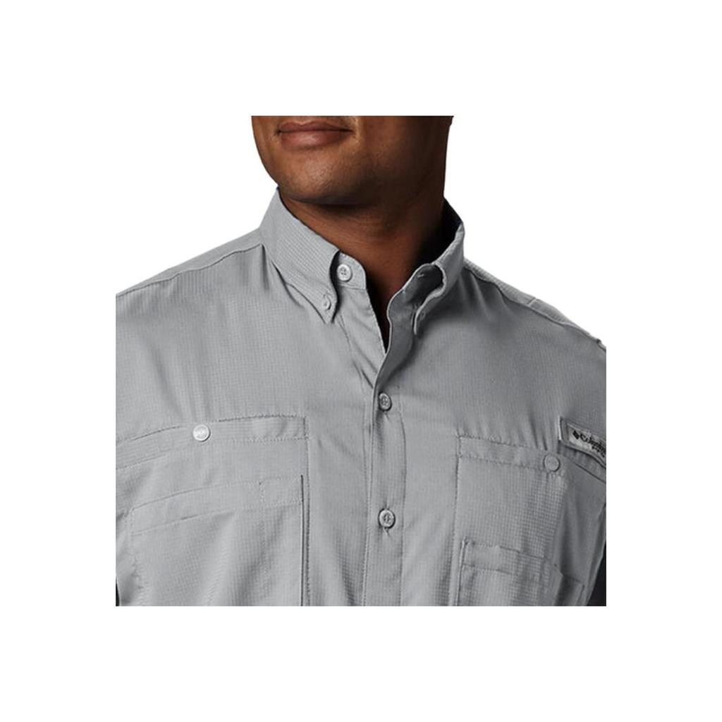 Columbia Tamiami II Solid Button-Up Comfortable Short Sleeve Shirt Men Shirts Gray FM6186-023