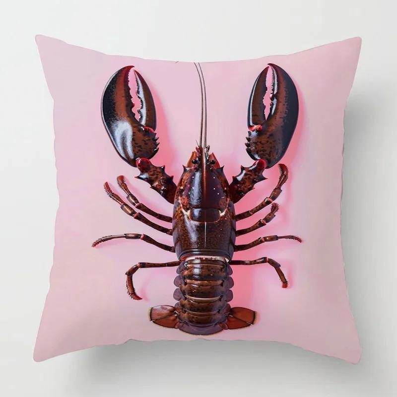 Home Decor Colorful Lobster Patterns Pillow Covers Pattern Cushion Cover Suitable For Sofa Bedroom Car Pillow Cover