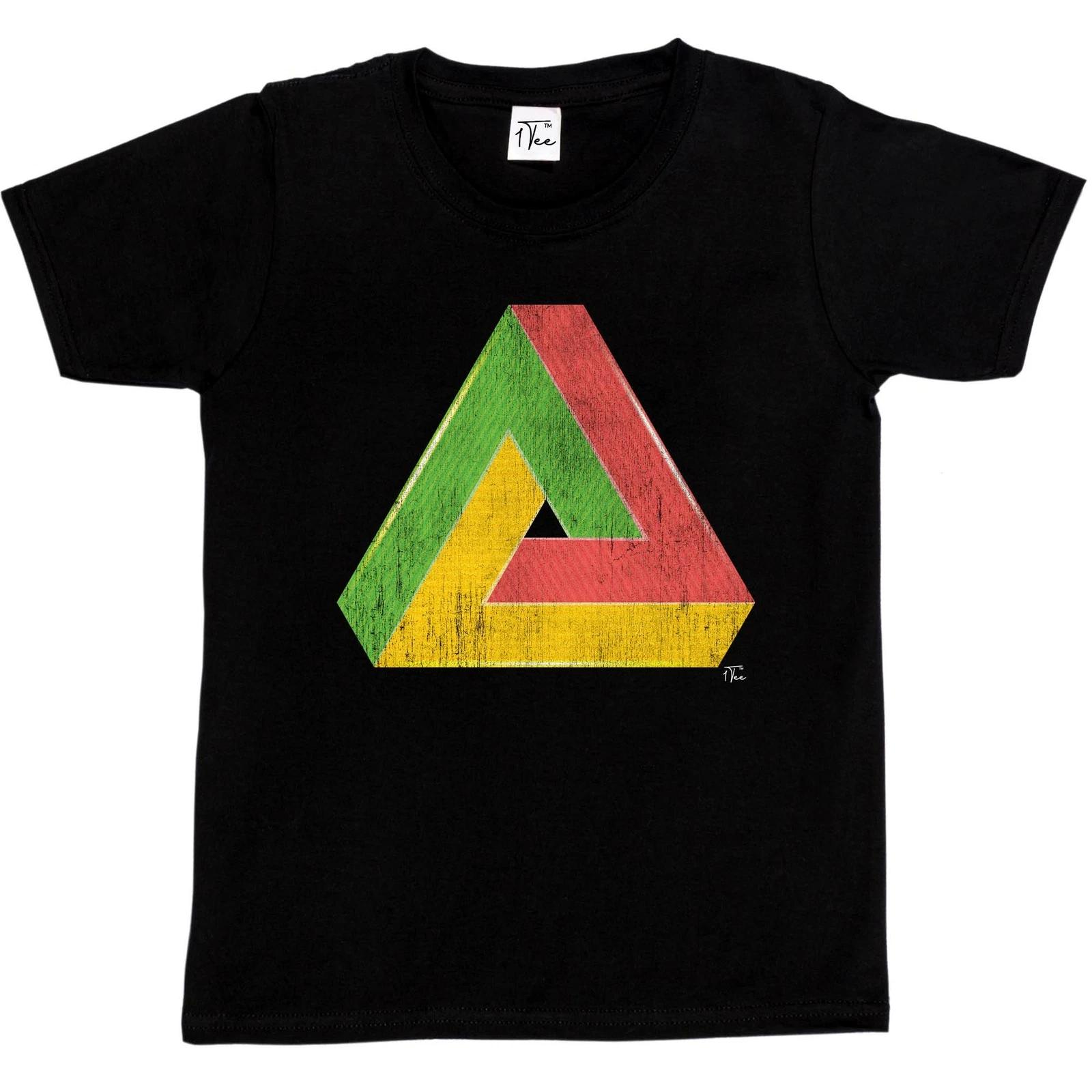1Tee Kids Girls Penrose Triangle Geometric Colourful T-Shirt XL