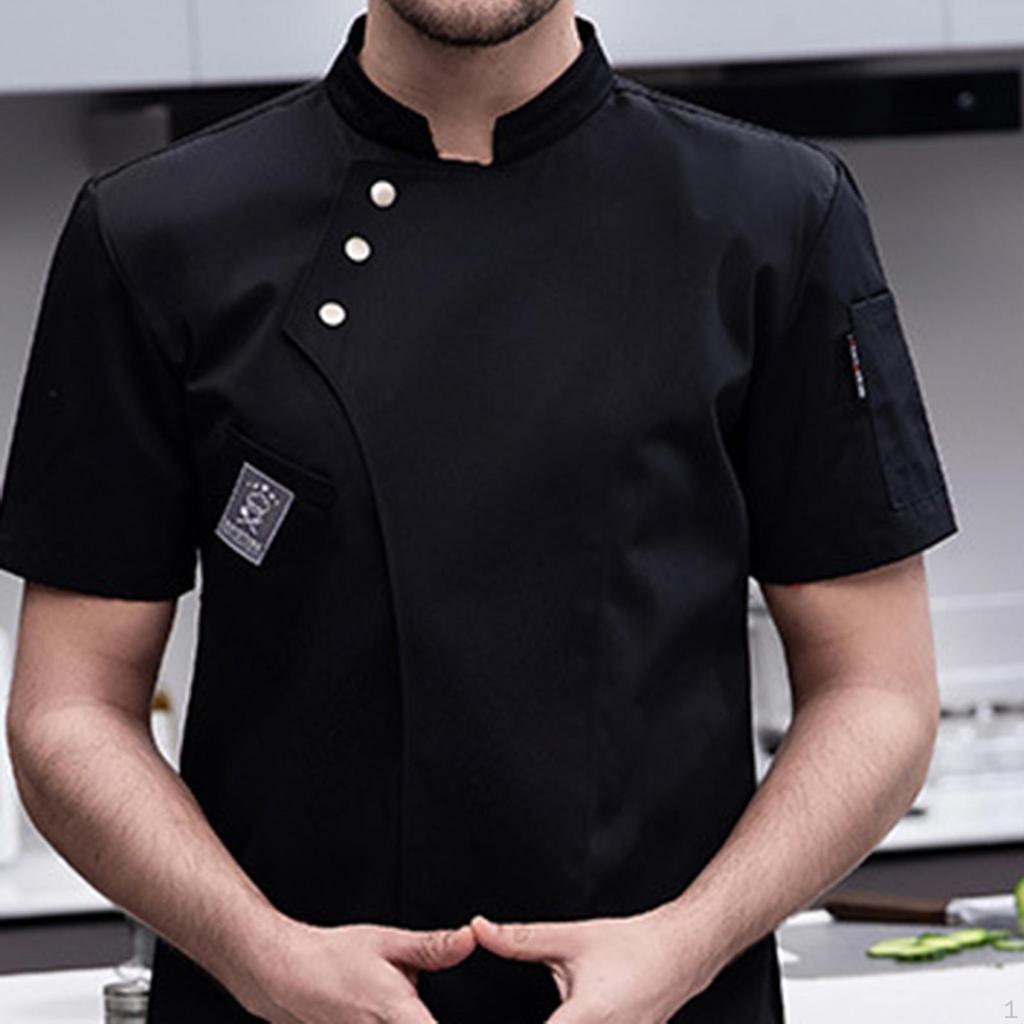 Chef Jacket, Short Sleeve Catering Shirt Wear Uniform for Managers Line Cooks Caterers