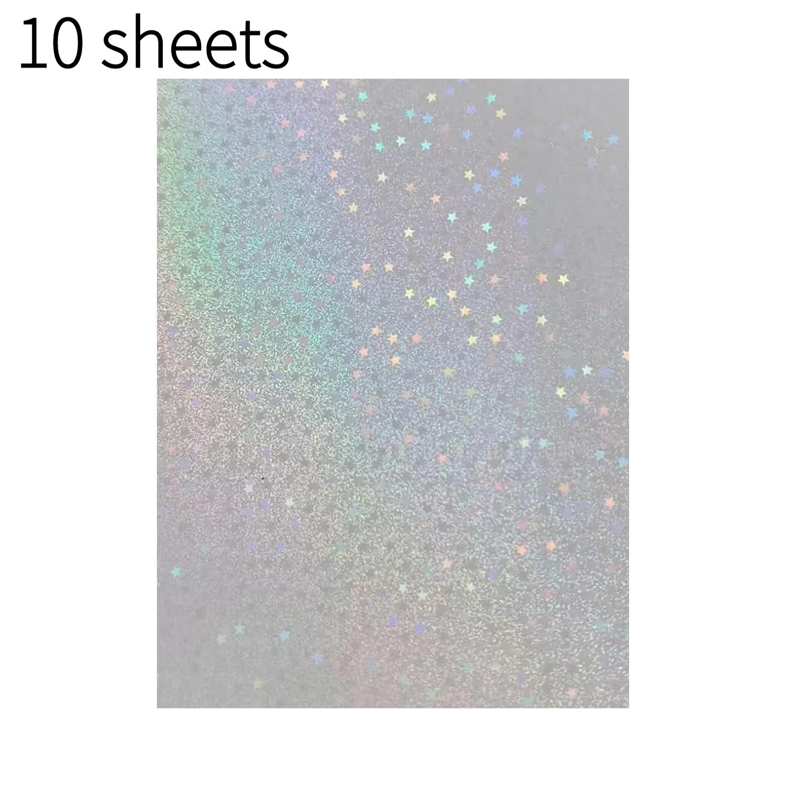 

10/50 листов Голографическая бумага для наклеек «Песочные звезды» 2,9×4,1 дюйма Глиттерная прозрачная голографическая ламинирующая пленка Холодная ламинация Самоклеящаяся