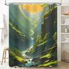 Vivid Green Forest Shower Curtain Nature River Landscape Design For Bathroom Decorations Waterproof Fabric Material 180 X 240Cm
