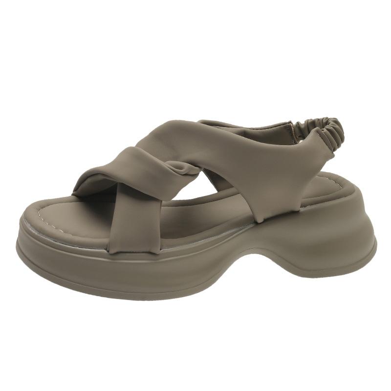 

Fairy wind cross with sandals female summer new one-pedal open-toed casual muffin beach versatile sandals 40 зелёный