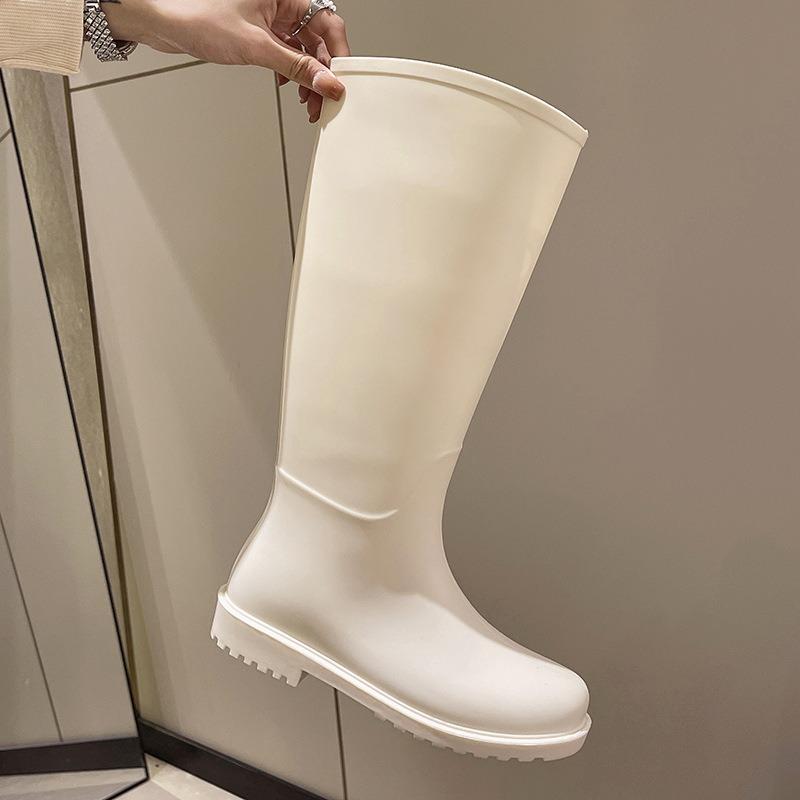 Fashion white rain shoes women's tall water shoes kitchen food factory work boots aquaculture waterproof rain boots