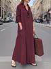 Women's Lapel Long Sleeve Plug Pocket Loose Casual Long Shirt Dresses