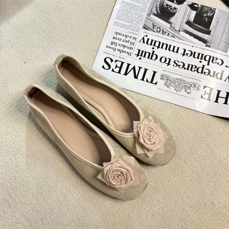 New Chinese light mouth rose flat shoes retro new late evening wind niche design sense beautiful ballet shoes