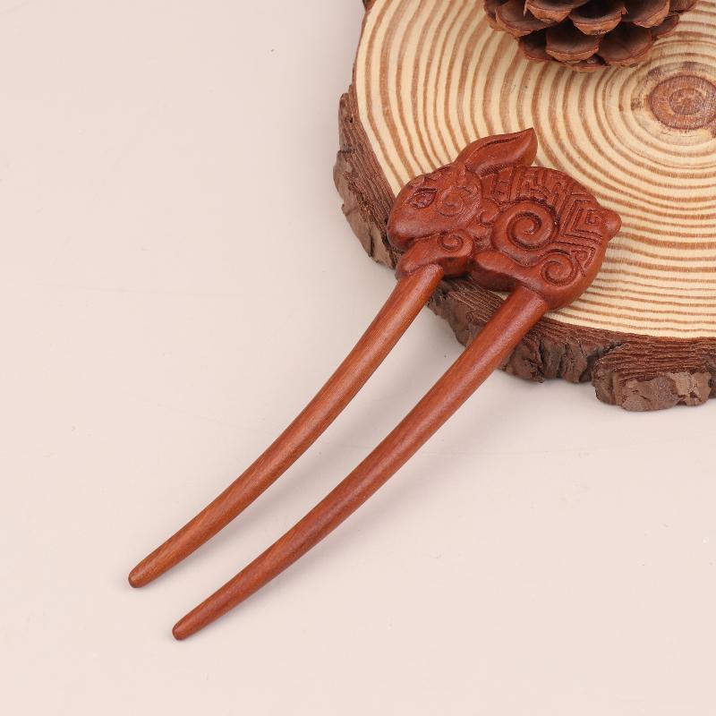 Wooden Hair Stick U-Shaped Hair Fork Cat Butterfly Chinese Style Hairpin Headwear Girl Hair Accessories