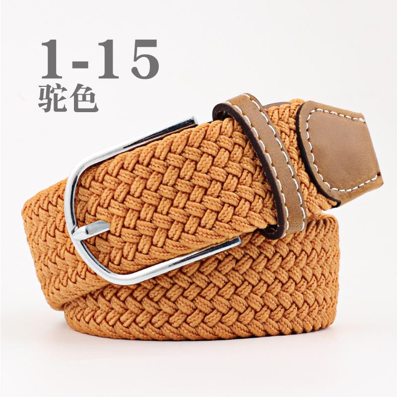 Women Casual Knitted Pin Buckle Without Holes Men Belt Woven Canvas Elastic Expandable Braided Stretch Belts for Female Jeans