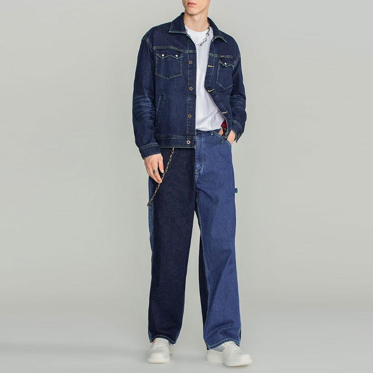 Lee Solid Color Logo Embroidered Single-Breasted Denim Jacket Men Jackets Dark-Blue LMT0036235FF00FA01773