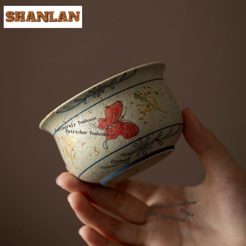 160ml Hand-painted Butterfly Orchid Gaiwan Vintage Tea Tureen Tea Bowl With Lid Kit Tea Maker Cover Bowl Kung Fu Tea Set Gift