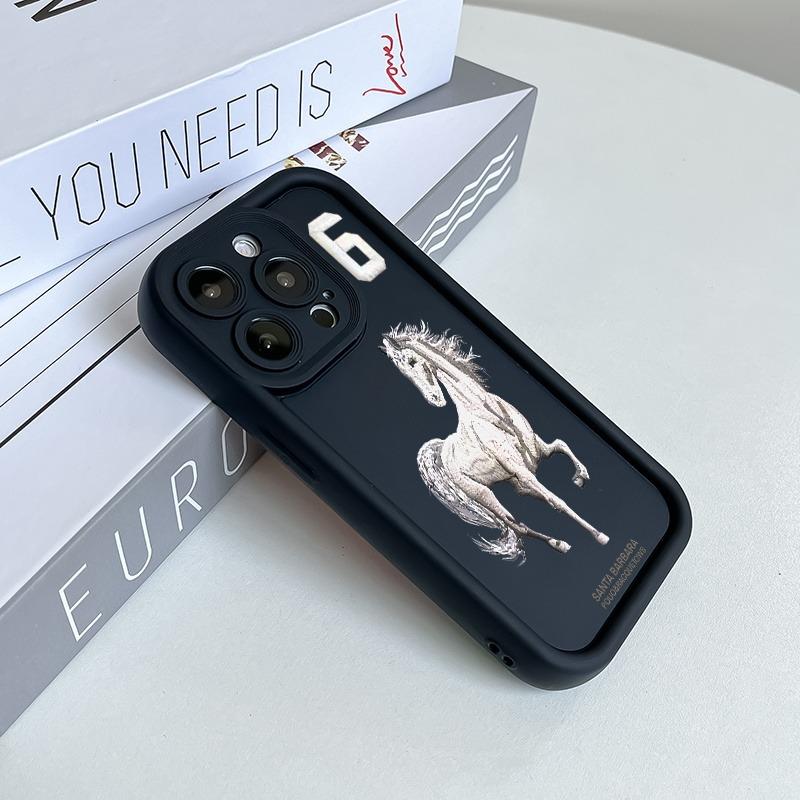 Horse Print 2D Flat Pattern Phone Case Suitable for iPhone 17 16 15 14 13 12 11 Pro/Max/Plus Anti Drop and Shockproof Back Cover