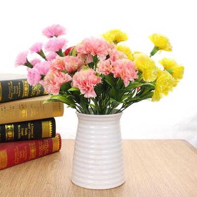 Fleur Artificielle de Œillet de Haute Qualité 11 Têtes Résistante aux UV Fleur Fausse en Soie Buisson de Simulation Bouquet