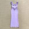 Purple Beaded Bandage Evening Dress - Sleeveless Socialite Style