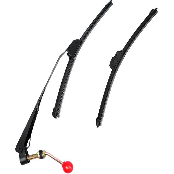 2 Pack UTV Windshield Wiper Kit - Hand Operated Manual Windshield Wiper For Polaris RZR Ranger, Can Am Maverick, Honda Pioneer & Golf Cart