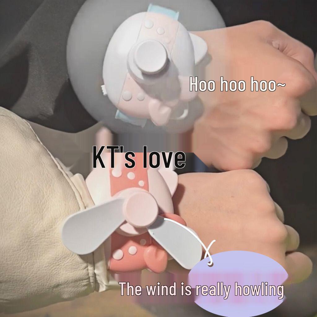 Hello Kitty USB Rechargeable Portable Mini Fan Bracelet Toy.