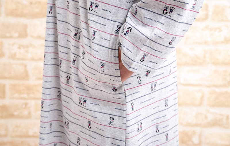 Eye Sleeper Soft and Smooth Knit Fabric with a Dog Long Front Sizes 32011 K's Pajamas, Print, 100% Cotton, Skin-Friendly, Sleeves, Opening,