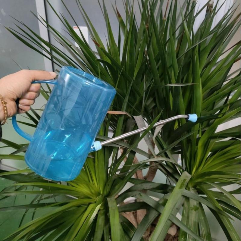 2L Clear Watering Can with Scale and Stainless Steel Long Nozzle for Indoor and Outdoor Plant Watering Health Growth