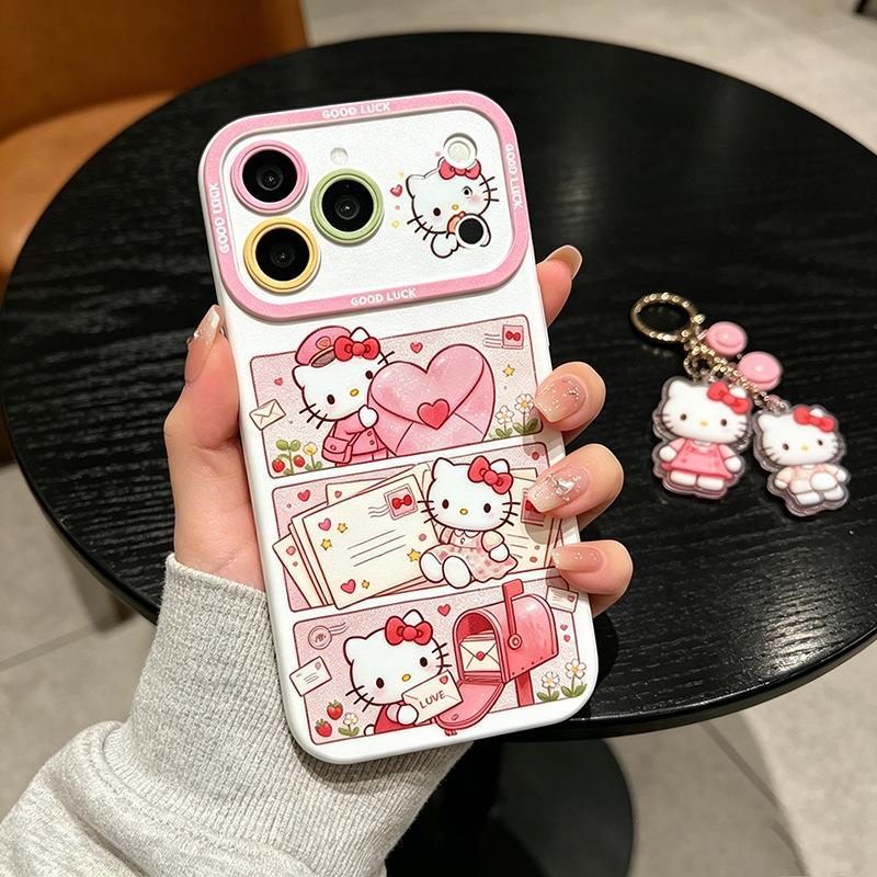 2026 Glitter 6D Embossed KT Cat Case for Apple 17 Pro Max/16 Pro Max/15: Full Coverage, Creative & Soft