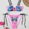 2025 Retro Butterfly Print Lace-Up Bodycon Swimsuit for Women