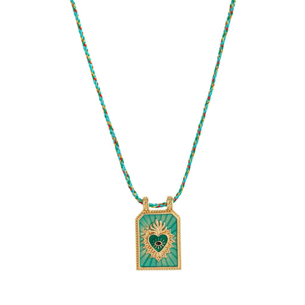 Stylish And Simple Color Rope Love Tarot Pendant Necklace Lucky Bead Chain Gold-Plated Color Retention