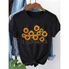 Women'S Clothing with a Round Neck And Short Sleeves, Surrounded by Sunflowers, Under Bright Sunshine, Full of Vitality. A Printed T-Shirt
